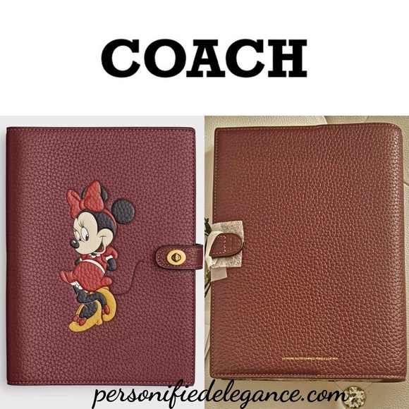 NEW Coach x Disney Minnie Mouse Wine Multi Regenerative Leather Notebook Journal